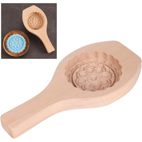 Οικολογικό τρισδιάστατο ξύλινο καλούπι Mooncake με μοτίβο λουλουδιών,