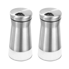 Moisture-proof Salt and Pepper Holders with Adjustable Dispensing, Keeps Freshness with Sealed Lid Technology, Stainless Steel Spice Dispenser with Gl