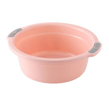 Round Wash Basin, Plastic Washing Basin with Double Handles for Home Bathroom Baby Adult Multipurpose Use (Small‑Peach Pink)