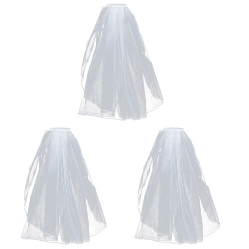 3 Vrouwen Tule Trouwsluier Met En Lint 2
