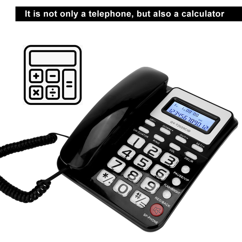 Multi-Function Abs Gy T2020cid Phone: Caller Id Calculator Black 8351362284808