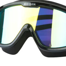 Wasserdichte Schwimmbrille mit großem Rahmen, Antibeschlag, klar, elektrolytisch schwarz