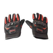 Atmungsaktive Vollfinger-Touchscreen-Motorrad-Handschuhe, Rot, Größe L