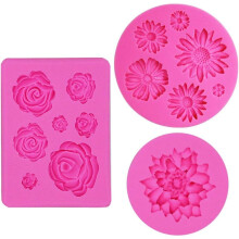 Mucegai din silicon Rose pentru fondant, silicon alimentar sigur la temperatură, cu design flexibil antiaderent pentru gătit DIY și curățare