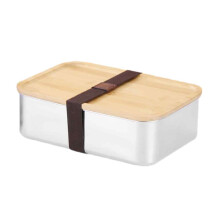 Recipient alimentar de călătorie cu capac din bambus, cutie de masă etanșă cu design de etanșare cu curea pentru camping, drumeții, birou,