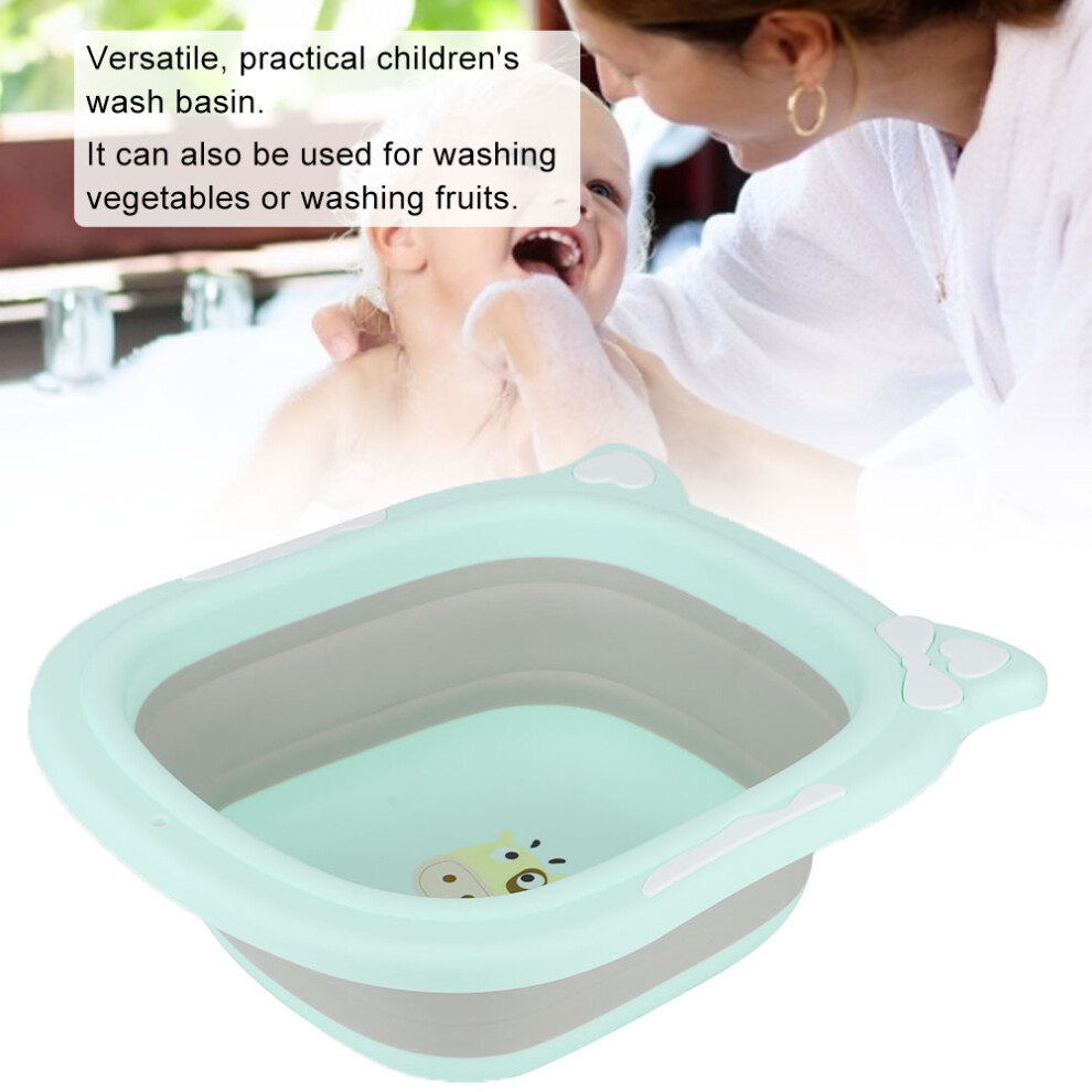 Folding Baby Washbasin Cartoon Face, 31.5x29cm, Green