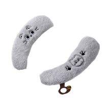 Housse de siège de toilette en peluche épaisse, douce et-gris