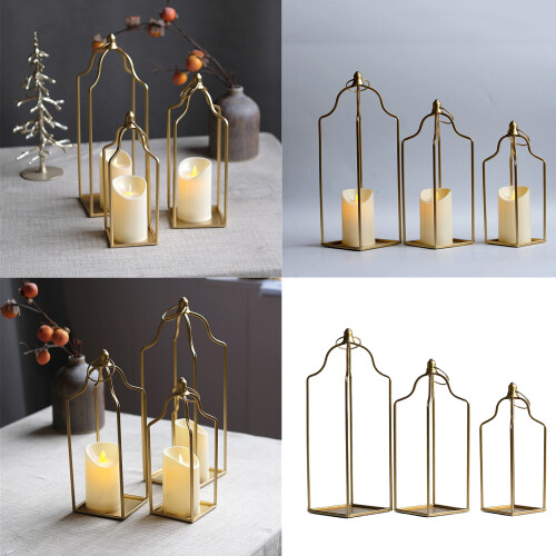 3 Piece Tabletop Candle Holders Iron Decorative Centerpieces 1