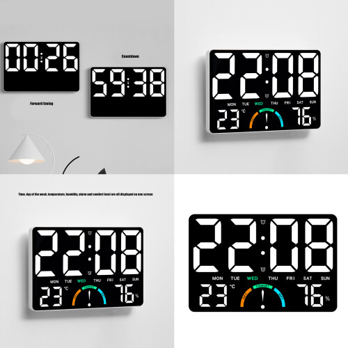 Easy Read Oversized LED Wall Clock With Temperature-oranG light 2
