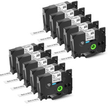 10Pcs 12mm TZ 231 Black On White Laminated Tape Works With Label Maker Machines Compatible Label Maker Refill Rolls(10PK Black on White)