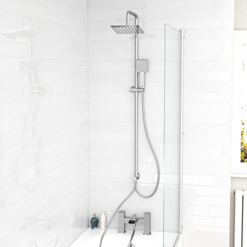 NES Home Nes Home Square Shower Waterfall Mixer Tap, Handset & Riser Rail Kit