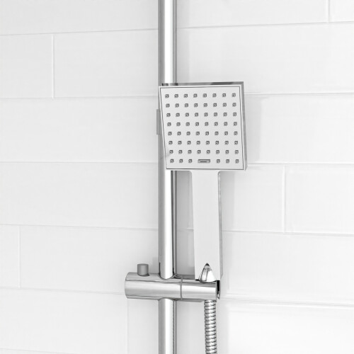 NES Home Nes Home Square Shower Waterfall Mixer Tap, Handset & Riser Rail Kit 2