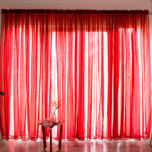 Red Polyester Sheer Curtain Panel 1x2m Soft Tulle for Bedroom and Living Area