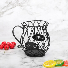 Large Capacity Black Metal Coffee Pod Holder 16.5x14x15.5cm