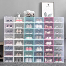 Stackable Shoe Box Organizer Transparent & Dustproof Blue 33x23x13cm Durable