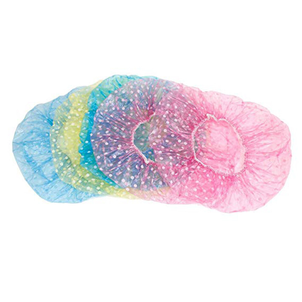 6 Pieces PE Plastic Bath Hair Cap Shower Hat Head Wrap Barbershop