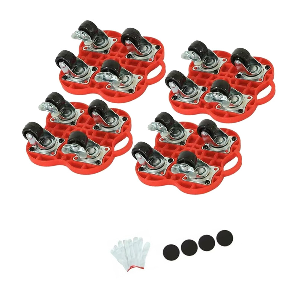 Industrial Wheel Mover Device Furniture Transport Lifter Tool Heavy Stuff Moving Mover Device Brake Equipped Moving Tool For Furniture 4Pcs Black/Red 9339159277737