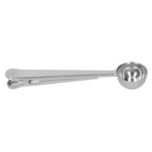 Precisionsmätskopa för kaffe, elegant silverfinish i rostfritt stål med inbyggt klämma, säkerställer noggrann mätning för kaffe och mjölk