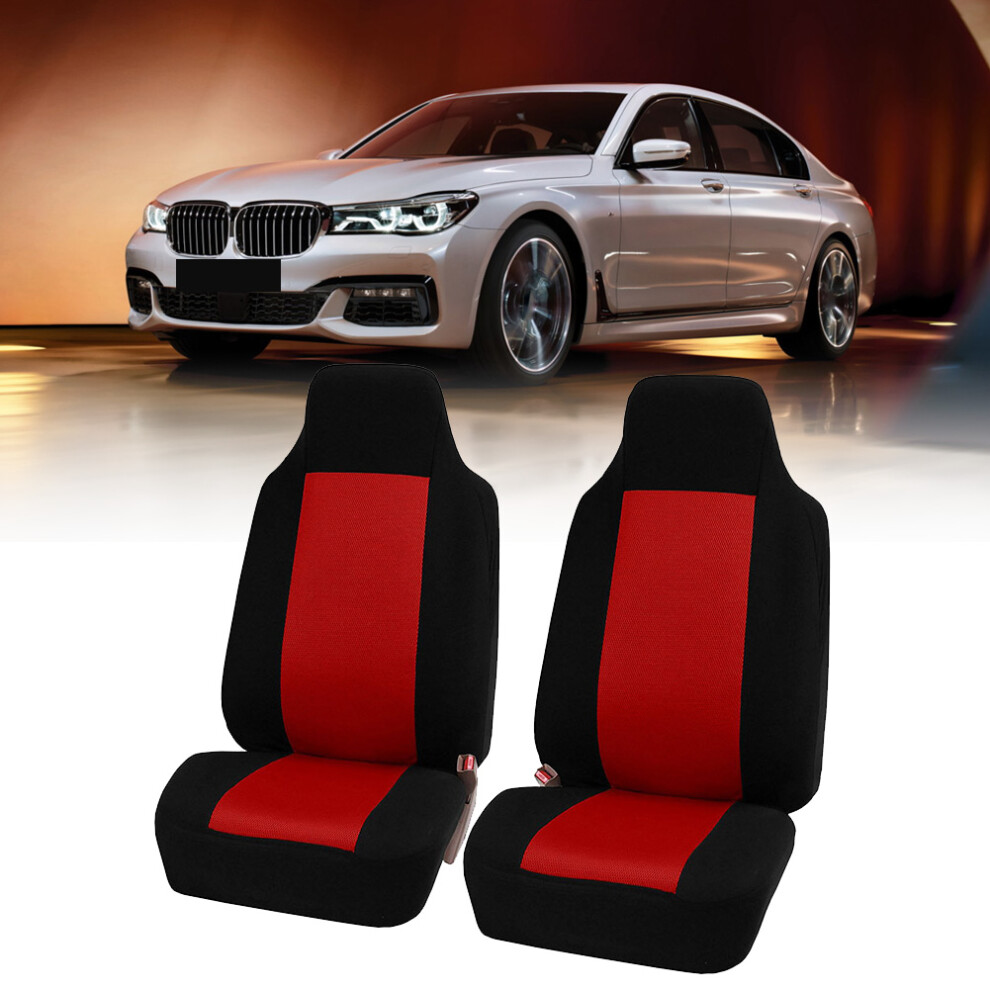 Highback Car Seat Covers 2Pc Set With Seatbelt Integration Red/Black 9491362293376