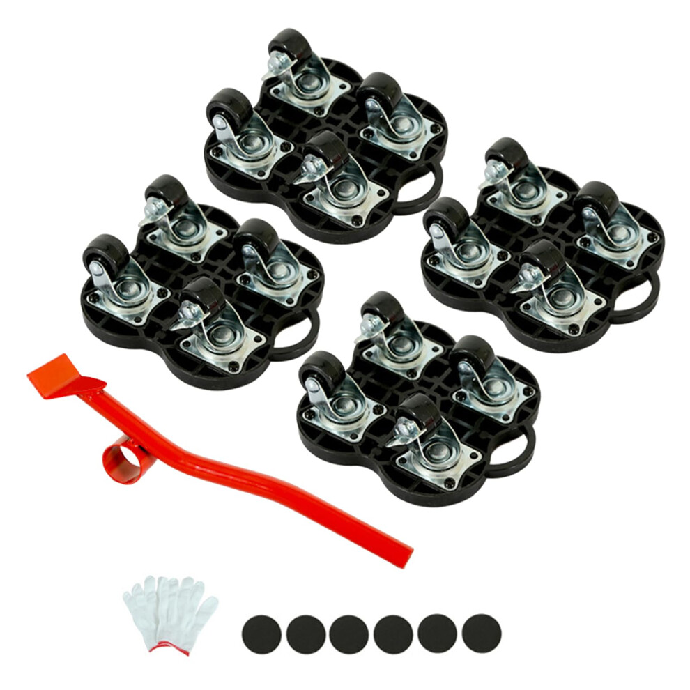 Furniture Mover Set Portable Furniture Mover Tool Labor Saving Transport Lifter Heavy Stuff Moving Wheel Roller 5Pcs Black 9323874012568