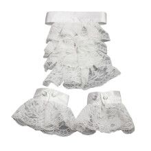 Adjust Size Yarn Ruffled Collar Wrist Cuffs Jabots Collar-suit