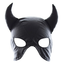 Black PU Head Cover with Adjustable Tie Balaclava Face-Black