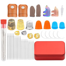 Metal Thimble Rings Leather Thimble Finger Tip Guards,-Style 2