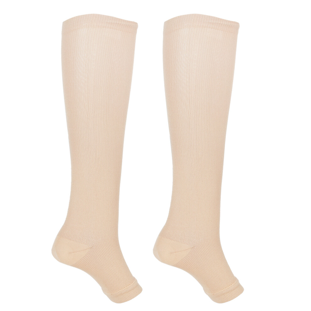 Black Zipper Mid Calf Compression Socks Xxl Skin/ Stretch Stockings
