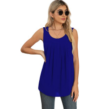 Vielseitiges blauer M Chiffon ärmelloses Top mit stilvollem Rundhalsausschnitt