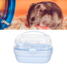 Tragbarer Hamstertransportkäfig, 20x16x15cm, Creme-Blau, leichtgewichtige Ausführung