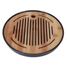 Natural Bamboo Tea Serving Tray With Melamine Reinforcement, Simple Elegant Design For Tea Set Organization And Water Drip Collection, Suitable For Ho