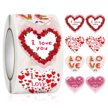 500 Stück Valentinstag-Aufkleber, 2,5 cm, Rosen-Herz-Aufkleber,