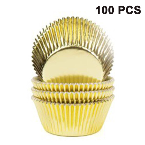 Λαμπερές, λαμπερές θήκες για cupcakes RoseGoldFoil: Σετ 100 τεμαχίων, κατασκευή από χοντρό