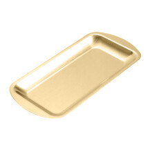 Aprimore sua experiência gastronômica com esta bandeja de aço inoxidável com superfície espelhada e borda arredondada, ideal para uso