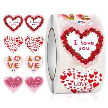 500 Counts Rose Heart Sticker 1 Inch Wikkellabels voor het