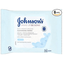 JOHNSON'S Face Care Makeup Moisturising Wipes, 25 Count