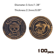 100 Stück Piraten-Goldmünzen Schatzsuche Spielzeug, wiederverwendbar, 3,5 cm