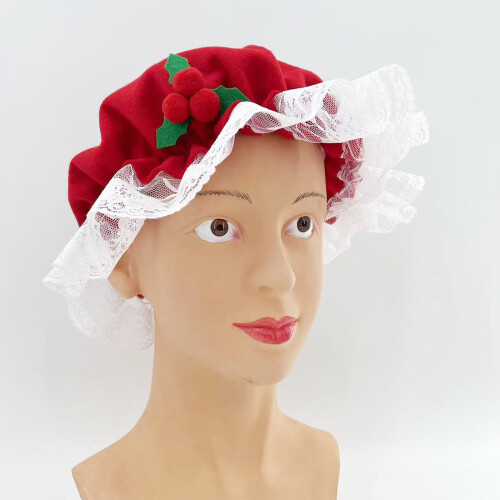 Weihnachts-Kopfbedeckung mit Spitze, perfekt für die-Rot 1
