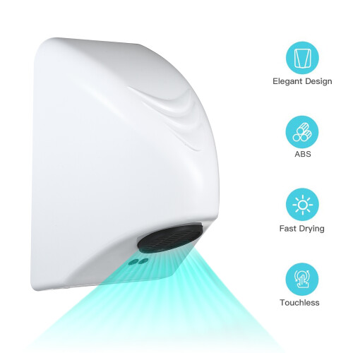 Compact 600W Hand Dryer with Infrared Sensor White Plastic Finish 1