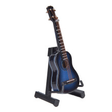 Mini-Holzklasse-Gitarre Modell Tischdekoration Blau 10x3,5cm