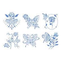 6 Stück Blumen-Schablonen,-Schmetterlingstänze und