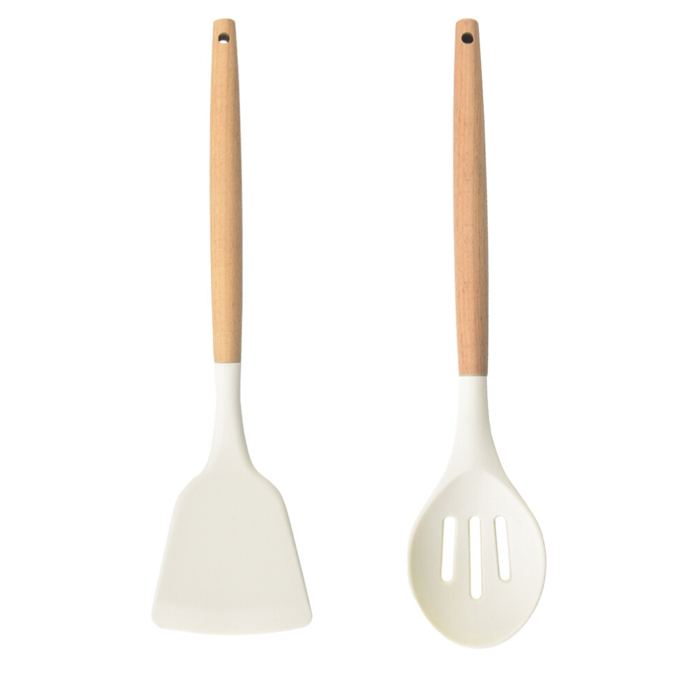 Kitchen Utensils, Elegant Heat-Resistant Silicone With Solid Wooden Handle For Nonstick Cookware Protection, Lifetime Durability-image-OPC-PN22KZV-NEW