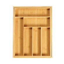 Bandeja Organizadora de Talheres de Bambu para Gaveta, Suporte Expansível para Utensílios de Cozinha, com Material Natural e Design Robusto, Ideal