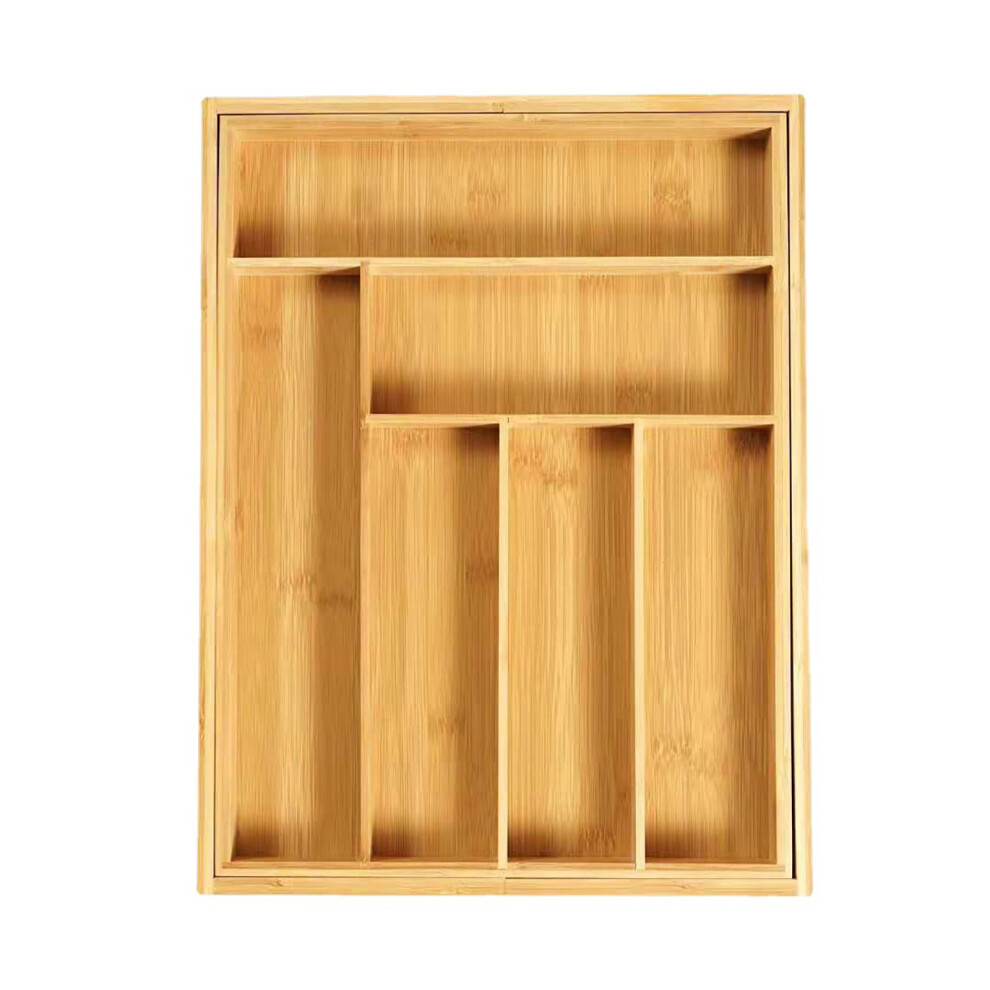 Bamboo Cutlery Organizer Drawer Tray, Expandable Utensil Holder for Kitchen Flatware Storage with Natural Material and Sturdy Design Suitable for Draw