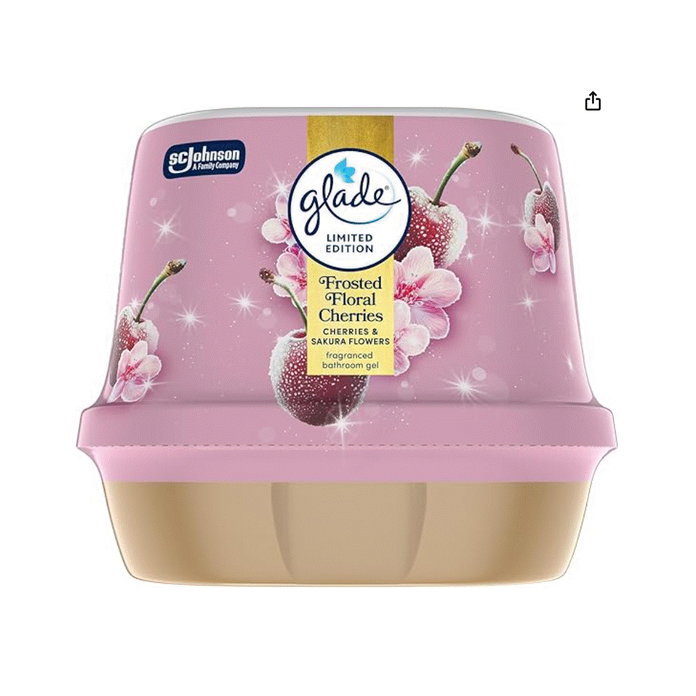 Glade Fragranced Bathroom Gel, Air Freshener And Discreet Odour Eliminator, Frosted Floral Cherries, 180G