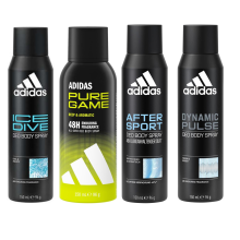 4 x 150ml Adidas MIX Deodorant Body Spray Ice Dive Victory Pure Game
