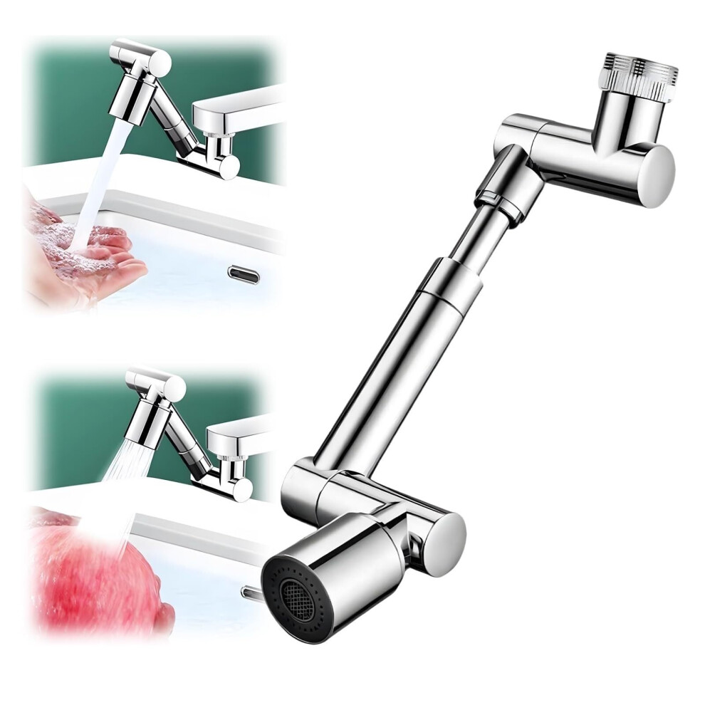 360-Degree Swivel Faucet Extender With Adjustable Spray Nozzle Â Easy Installation For Kitchen & Bathroom Sinks (Silver B) 9339159279526