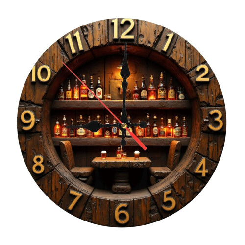 Modern Artistic Wall Clock Quiet Movement-12 inch wine cabinet