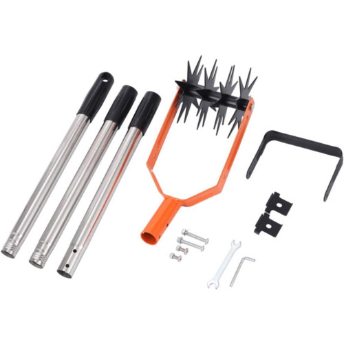 Rotary Garden Tool with Ergonomic Handle for Efficient Soil Cultivation and Adjustable Handle Length 3S 1