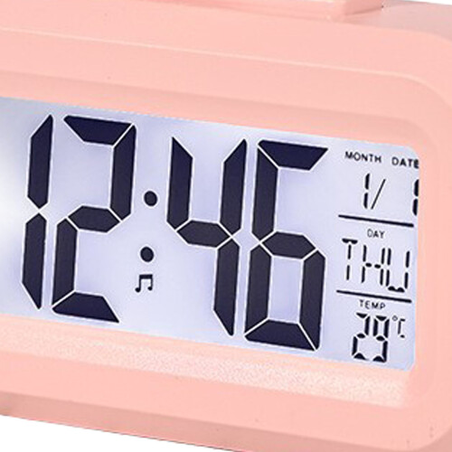 Süßer pinker Schweinchen-Elektroclock mit LED-Display, Kalender & Temperatur 2